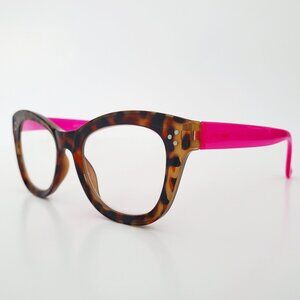 NWOT * BETSY JOHNSON Reading Glasses Leopard Print & Hot Pink Colours +1.50